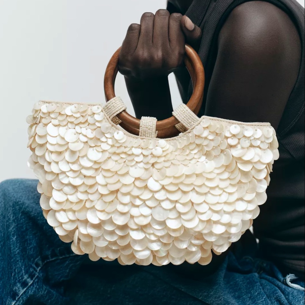 NWOT Zara Faux Mother of Pearl Appliqué bag